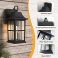 thumbnail image 7 of Maxax 2-Pack Black Outdoor Wall Lights, Waterproof Dusk-to-Dawn Exterior Wall Lanterns with Ripple Glass for Porch, Garage, Entryway, Patio, 7 of 7