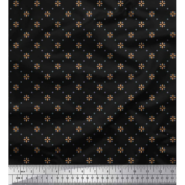 Soimoi Cotton Cambric Fabric Dot & Floral Small Print Fabric by Yard 42 Inch Wide
