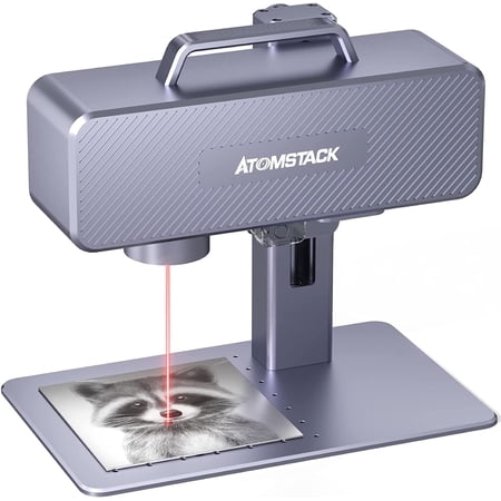 ATOMSTACK M4 Fiber Laser Engraver, 1064nm Cold Red Light High Accuracy Desktop and Handheld 2 in 1 Fiber Laser Marking Machine for Metal Jewelry Plastic Leather, Engraving Area 70x70mm