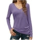 thumbnail image 2 of Xuyuer Women's V-Neck Long Sleeve Slim Drape Hem Solid Color Casual Blouse, Flowy T-Shirt Top for Business Casual, Dinner Dates and Elegant Daily Fashion, 2 of 5