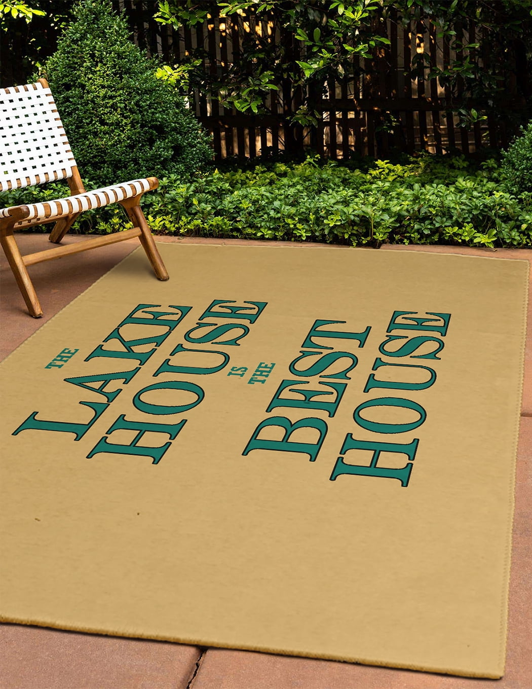 4' x 6' Simply Daisy Lake House Best House Beach Style Chenille Area Rug, Kelly Green