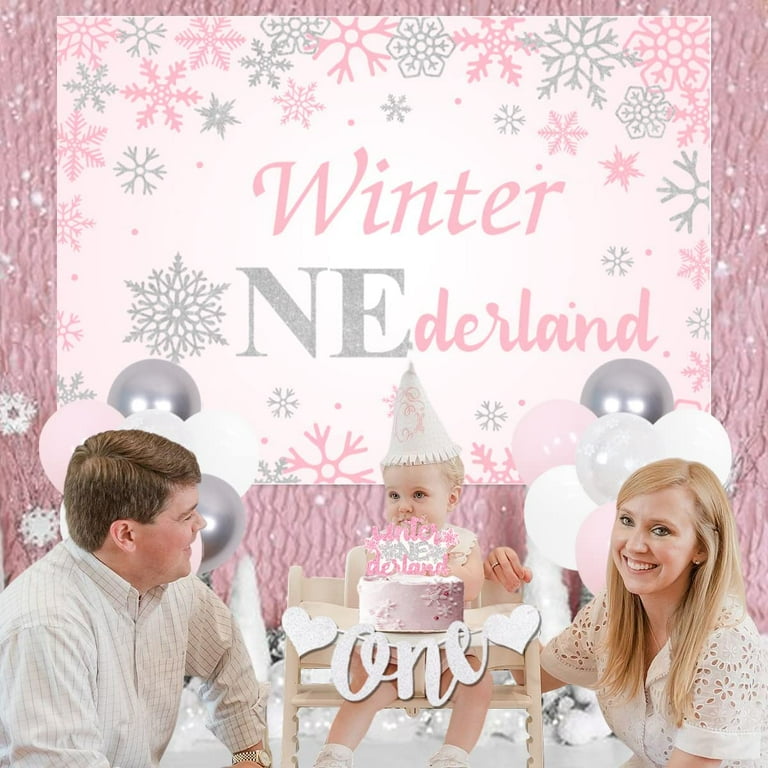 Banner Winter Onederland Rosa E Oro Per 1° Compleanno Ragazza - Decorazioni Feste Invernali - 5