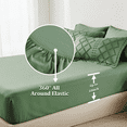 thumbnail image 6 of Davulos King Size Comforter Sets Dark Green Bed in a Bag 7 Pieces Boho Tufted Bed Set for All Seasons, Shabby Chic Embroidery Bedding with Comforter, Sheet, Pillowcases & Shams, 6 of 9