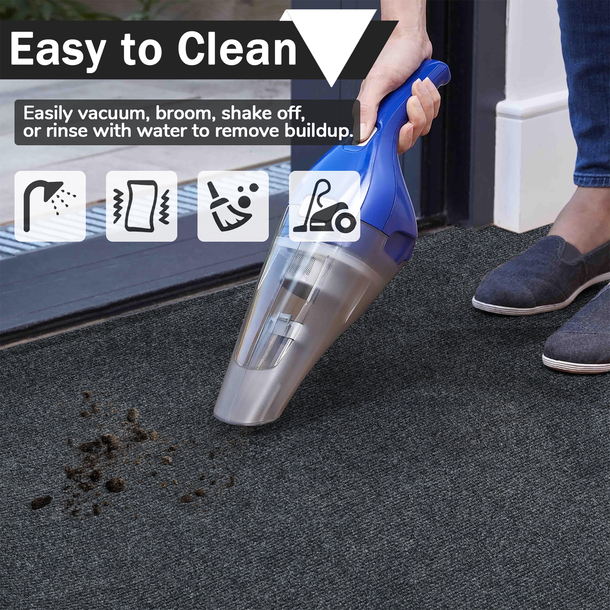 OVYEOFR 3ft x 10ft Non-Slip Runner Rug – Heavy Duty Rubber Backing, Indoor Outdoor Utility Mat for High-Traffic Areas Entryway, Kitchen, Corridor, Grey