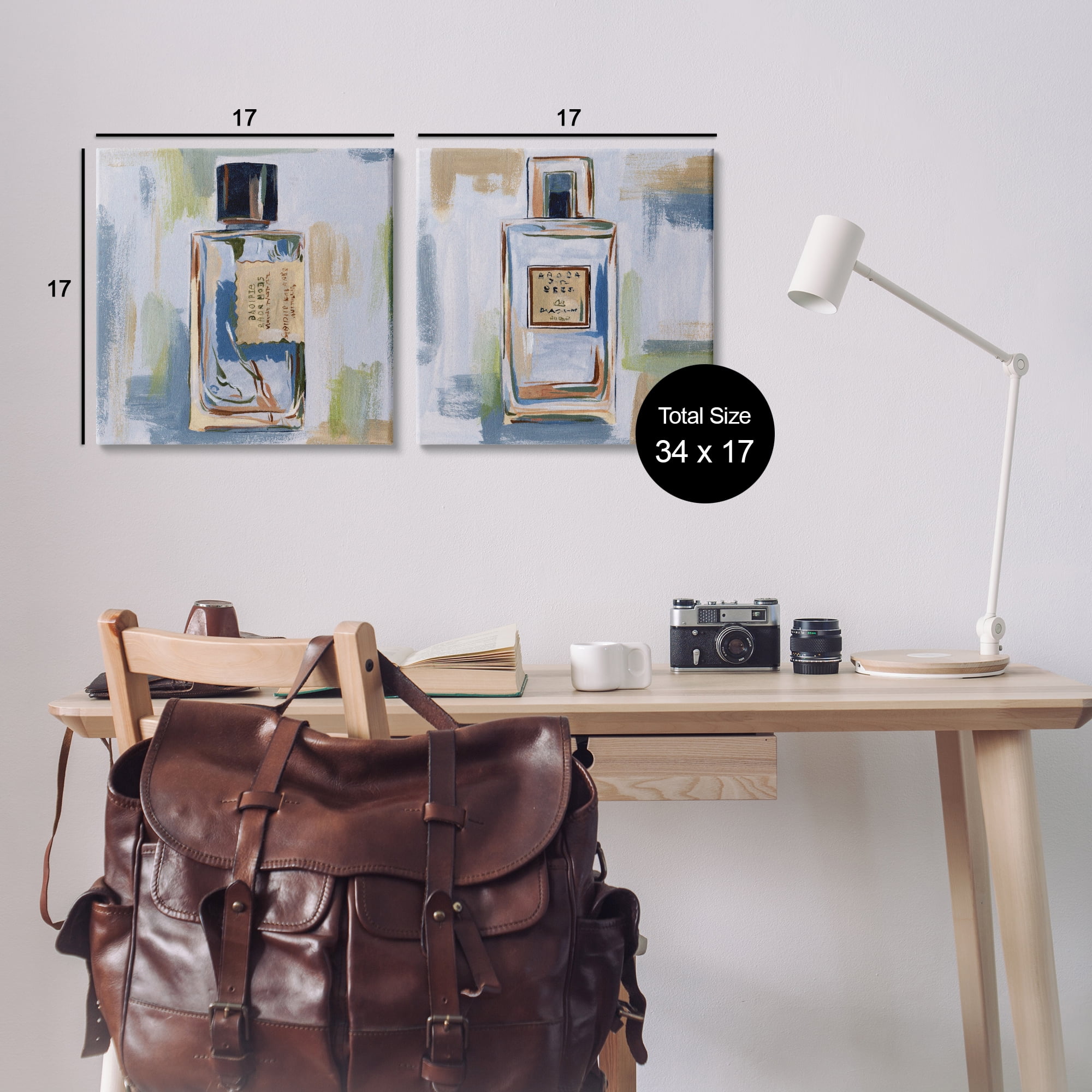 Stupell Industries Abstract Cologne Perfume Bottle Fashion Painting Wrapped Canvas Art Print Wall Art, 17 x 17, Set of 2