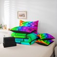 thumbnail image 6 of jejeloiu Colorful Geometric Plaid 7-Piece Bedding Comforter Set,Rainbow Grid Checkered King Bedding Sets,Modern Abstract Desgin Bed Sheets For Kids,Microfiber Bedroom Decor Reversible, 6 of 8