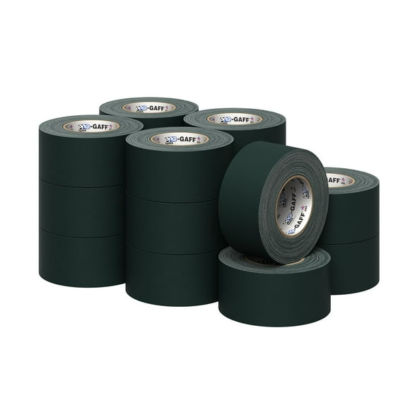 3" Pro Gaff Gaffers Tape 55 yards length green matte. Premium Heavy-Duty Gaffers Tape trusted by professional Gaffers. Made in the USA. Holds Tight, Easy to remove. (Pack of 16)