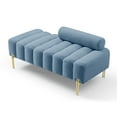 thumbnail image 4 of Jampooca Sherpa Upholstered Ottoman Modern Bench, Light Blue, 4 of 7