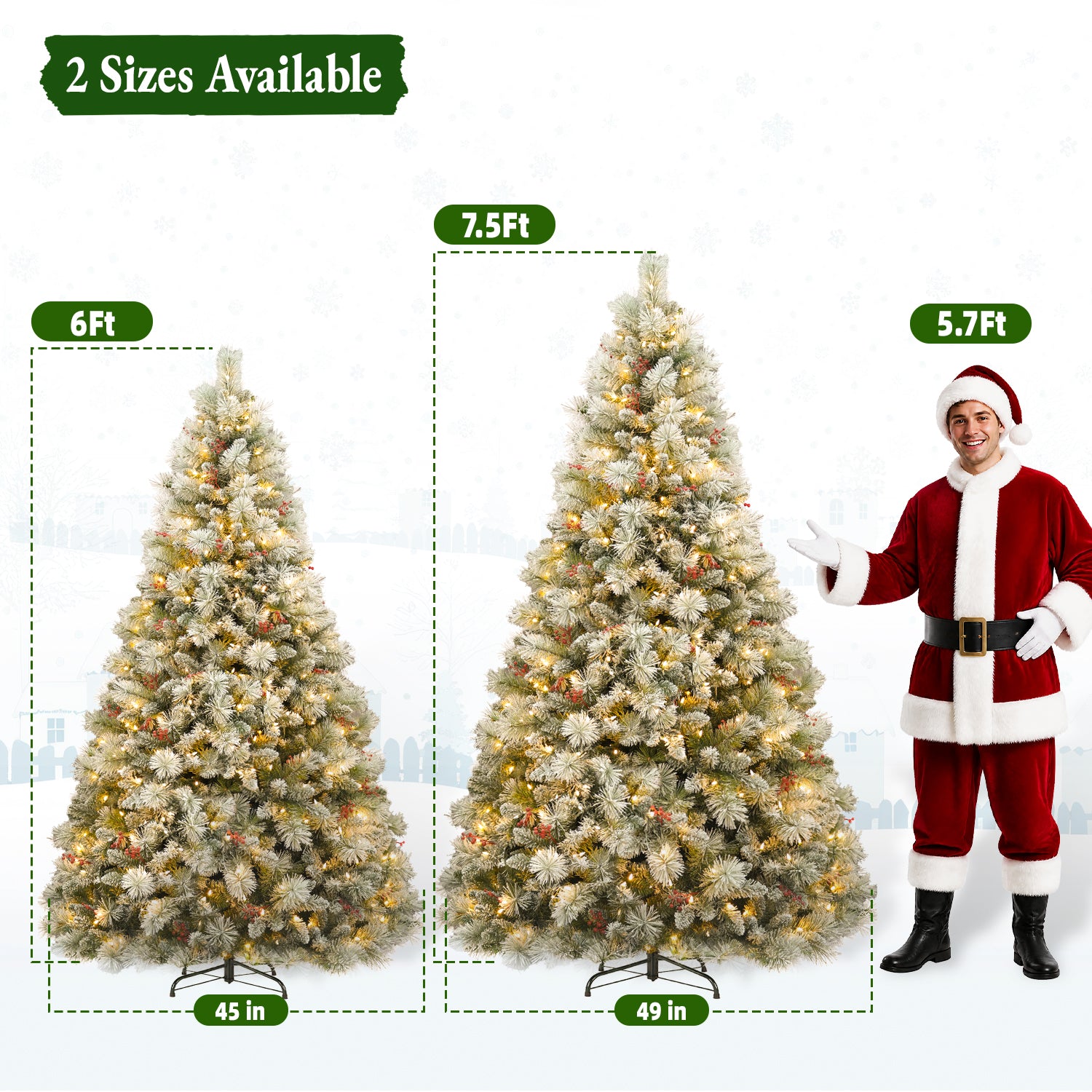 Vivatrees 6ft Prelit Flocked Christmas Tree with Red Berries photo 7