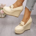 thumbnail image 4 of SASCFOF Womens Platform Heels Loafers Chunky High Heel Closed Toe Metal Buckle Shoes Penny Loafer Business Dress Work Pumps, 4 of 6