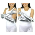 thumbnail image 4 of ToBeInStyle Women's Extra Long Metallic Gloves - Silver, 4 of 6
