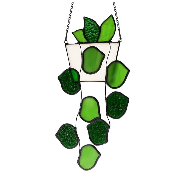Artisanal Pothos Stained Glass Suncatcher Hangings Exquisite Window for Home Garden