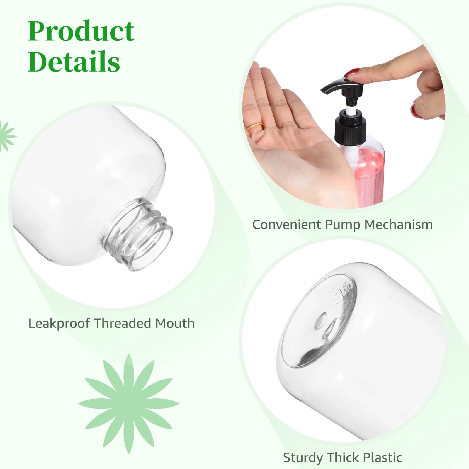 30 Packs Empty Pump Bottles, 8oz Shampoo Bottle Dispenser, Refillable Shampoo Bottles for Travel, Reusable Squeeze Lotion Dispenser, Empty Container for Liquid Soap, Travel Bottles for Toiletries