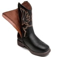 thumbnail image 2 of DADAWEN Boys Cowboy Boots Stylish Kids Mid-Calf Boots Black 3.5 Big Kid, 2 of 6