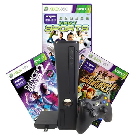 Restored Xbox 360 250GB Console, Kinect Sensor, games Sports, Adventures, Dance Central 2 (Refurbished)