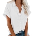 thumbnail image 2 of White Women Blouses Dressy Casual, Polyester Womens Clothes Trendy Spring 2024, Short Sleeve Office Blouses for Women for Work, Cute Summer Shirts for Women, Tops for Women, Work Women'S Tops, 2 of 5