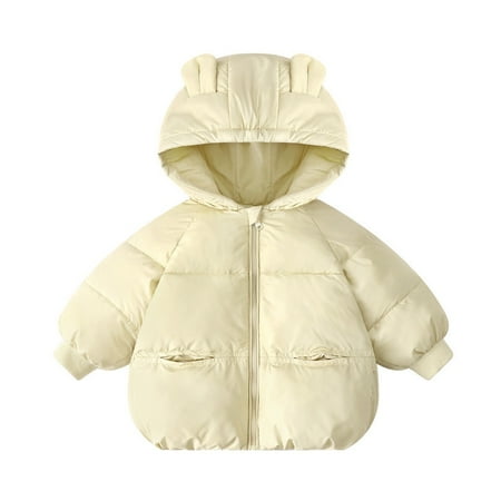Baby Winter Coat Little Boys Girls Puffer Coat Cute Bear Ear with Hoods Lightweight Puffer Jacket Child Puffer Jacket 3-4 Years