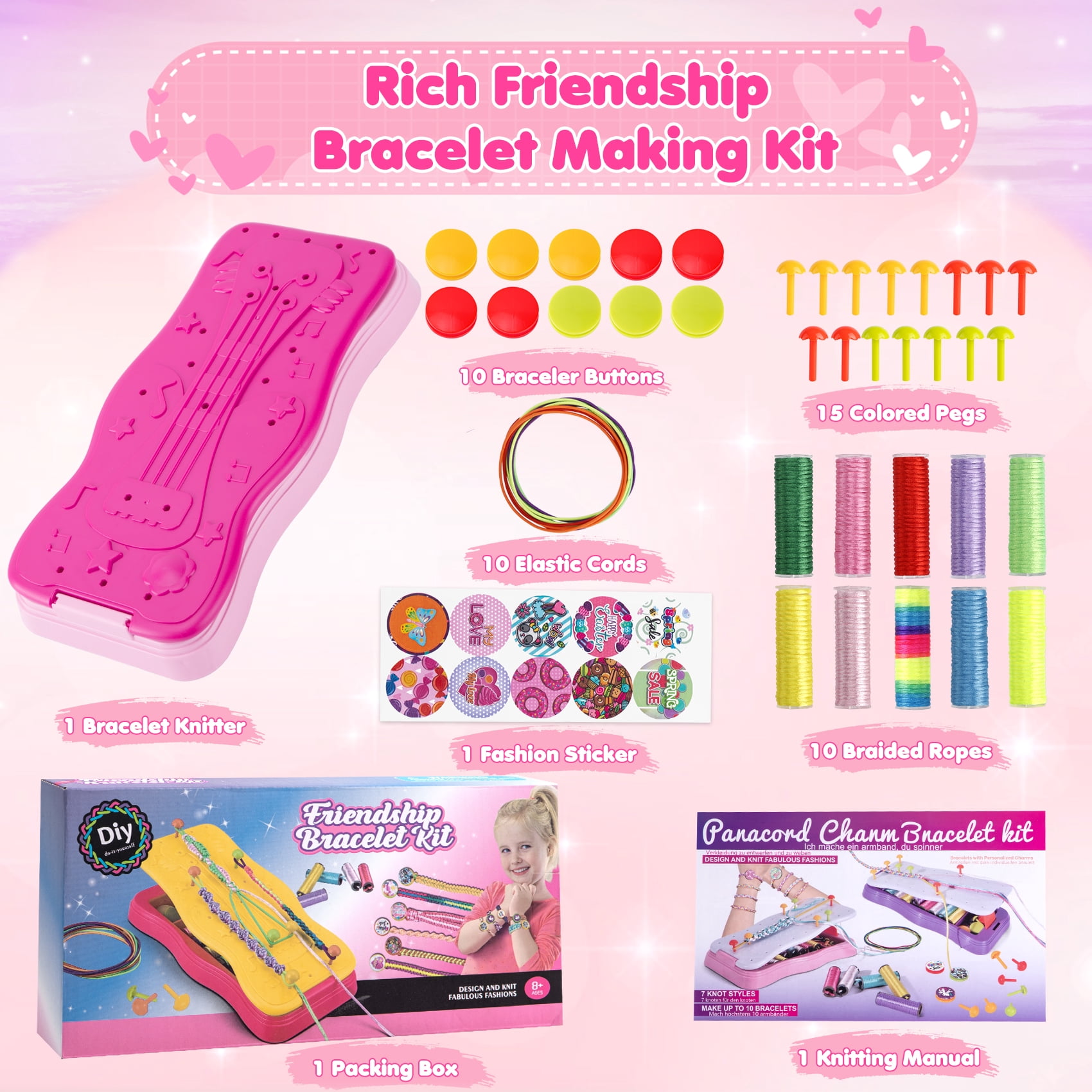HiberyHom Friendship Bracelet Making Kit for Girls, DIY Arts and Crafts Kit for Kids, Birthday Gifts Party Activity Toys Set for Teen Girl