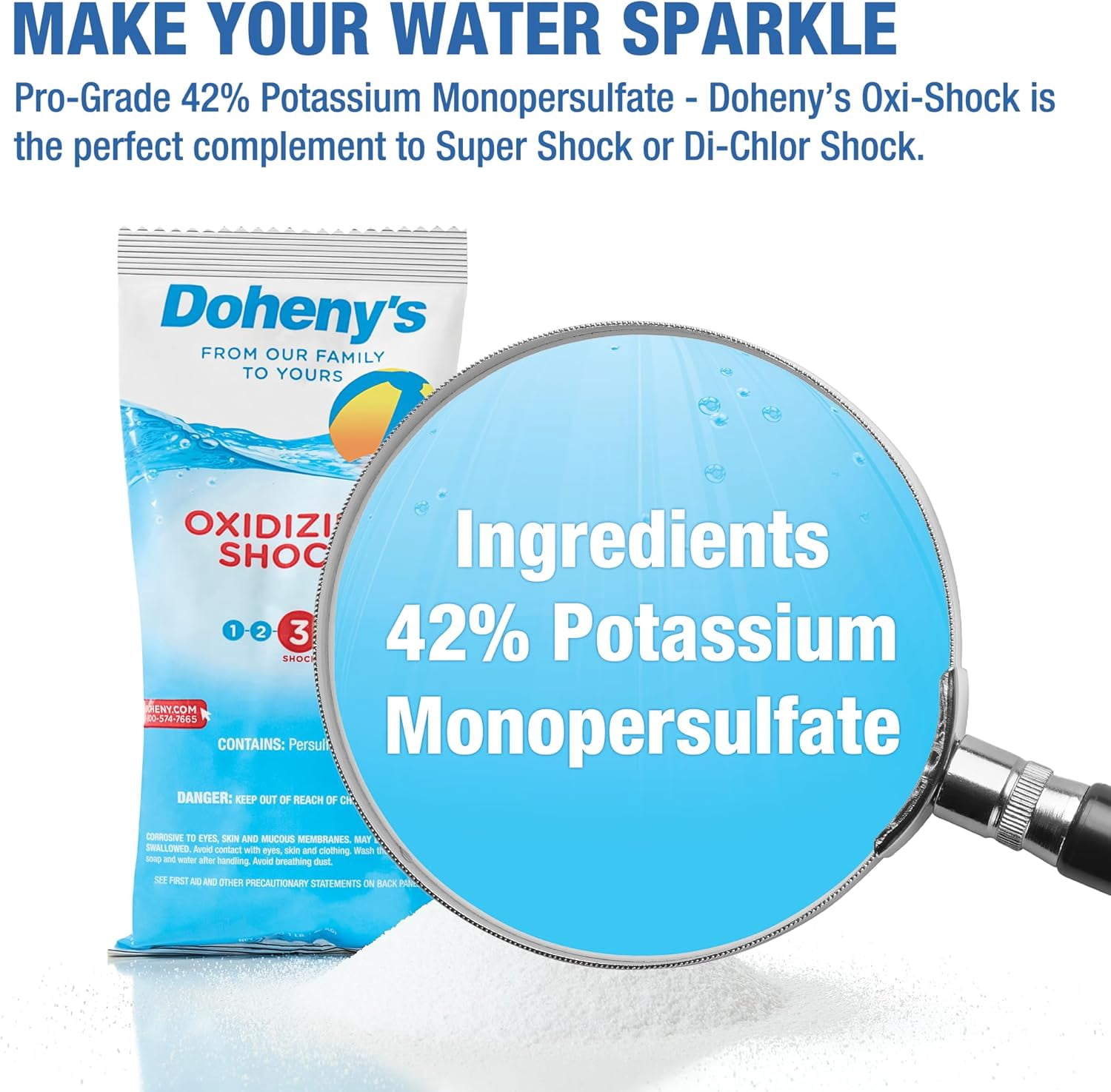 Doheny’s Non-Chlorine Pool Shock for Swimming Pools, Fast-Dissolving Oxidizing Treatment, Removes Chloramines, Swim Ready in 15 Minutes, 12 x 1-lb Bags (12 lb Total)