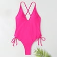thumbnail image 7 of Elainilye Fashion One Piece Bathing Suit Feeling Bandage One-piece Bikini Solid Color Swimsuit Solid Color One-piece Swimsuit,Pink, 7 of 7