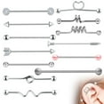 thumbnail image 3 of Tragus Earring Stainless Steel 13PCS Industrial Ear Barbell Ear Piercing Jewelry, 3 of 10