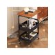thumbnail image 4 of 3 - tier rolling cart madera tabletop: utility cart lockable wheels, multipurpose almacenamiento organizer trolley kitchen, oficina, dormitorio, sturdy metal frame small spaces, fácil montaje, 4 of 8