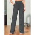 thumbnail image 4 of Pantalones Pierna para Mujer Pantalones Yoga Cintura Alta con Bolsillos Pantalones Deportivos Holgados y Elásticos para Trabajo o para Estar Cómoda en Casa Gris Oscuro M, 4 of 7