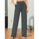thumbnail image 4 of Pantalones Pierna para Mujer Pantalones Yoga Cintura Alta con Bolsillos Pantalones Deportivos Holgados y Elásticos para Trabajo o para Estar Cómoda en Casa Gris Oscuro M, 4 of 7
