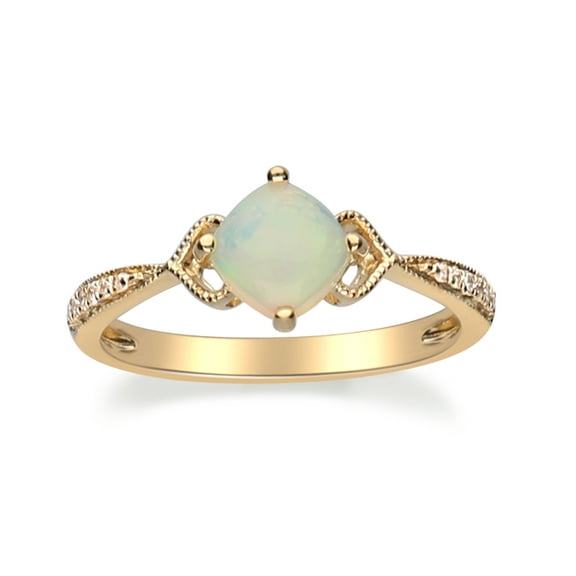 Gin & Grace 14KT Natural Ethiopian Opal and Diamond Ring.