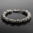 thumbnail image 3 of Baohd Skull Bracelets Skeleton Bangle Natural Stone Bangles with Buckle Unisex Handmade Craft Hand Chain Fashion Accessory Jewelry Golden Steel+Map stone, 3 of 6