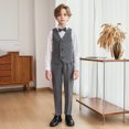 thumbnail image 5 of ZACPNCV Boy's Slim Fit Formal Suits 6 Piece Outfit for Ring Bearers Kids Dress Toddler Boy Tuxedo Homecoming Suits for Boys Gray 13-14 Years, 5 of 9