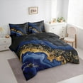 thumbnail image 3 of jejeloiu Modern Fluid Artwork 7 Pieces Bedding Comforter Set,Marble Pattern Full Bedding Set,Gold Sequin Print Fitted Sheet Flat Sheet For Teens,Microfiber Bedroom Decor Reversible, 3 of 8