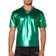thumbnail image 1 of Camiseta de fiesta disco de manga corta metálica brillante para hombres INSPIRE CHIC M Verde Oscuro, 1 of 6