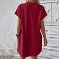 thumbnail image 4 of Casual Dresses For Womens Summer Solid Color Crew Neck Short Sleeve Pockets Loose Casual Shirt Dress Workwear, 4 of 6