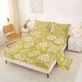 thumbnail image 2 of jejeloiu Vintage Paisley Queen Sheets For Men Women,Retro Print Queen Sheet Sets,Mustard White,4 Pieces,1 Flat Sheet, 1 Fitted Sheet and 2 Pillowcases, 2 of 6