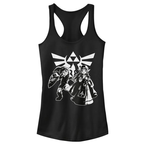 Junior's Nintendo Legend of Zelda Triforce Link Racerback Tank Top Black Small