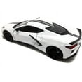 thumbnail image 3 of 2020 Chevrolet Corvette C8 Stingray White with Gray Stripes 1/24 Diecast Model Car by Motormax, 3 of 3
