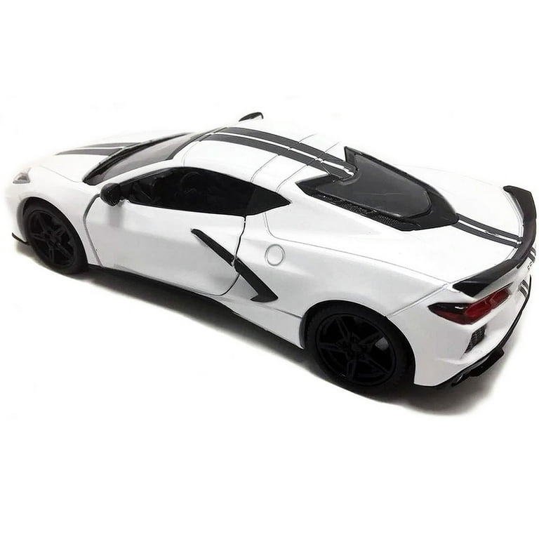 2020 Chevrolet Corvette C8 Stingray White with Gray Stripes
