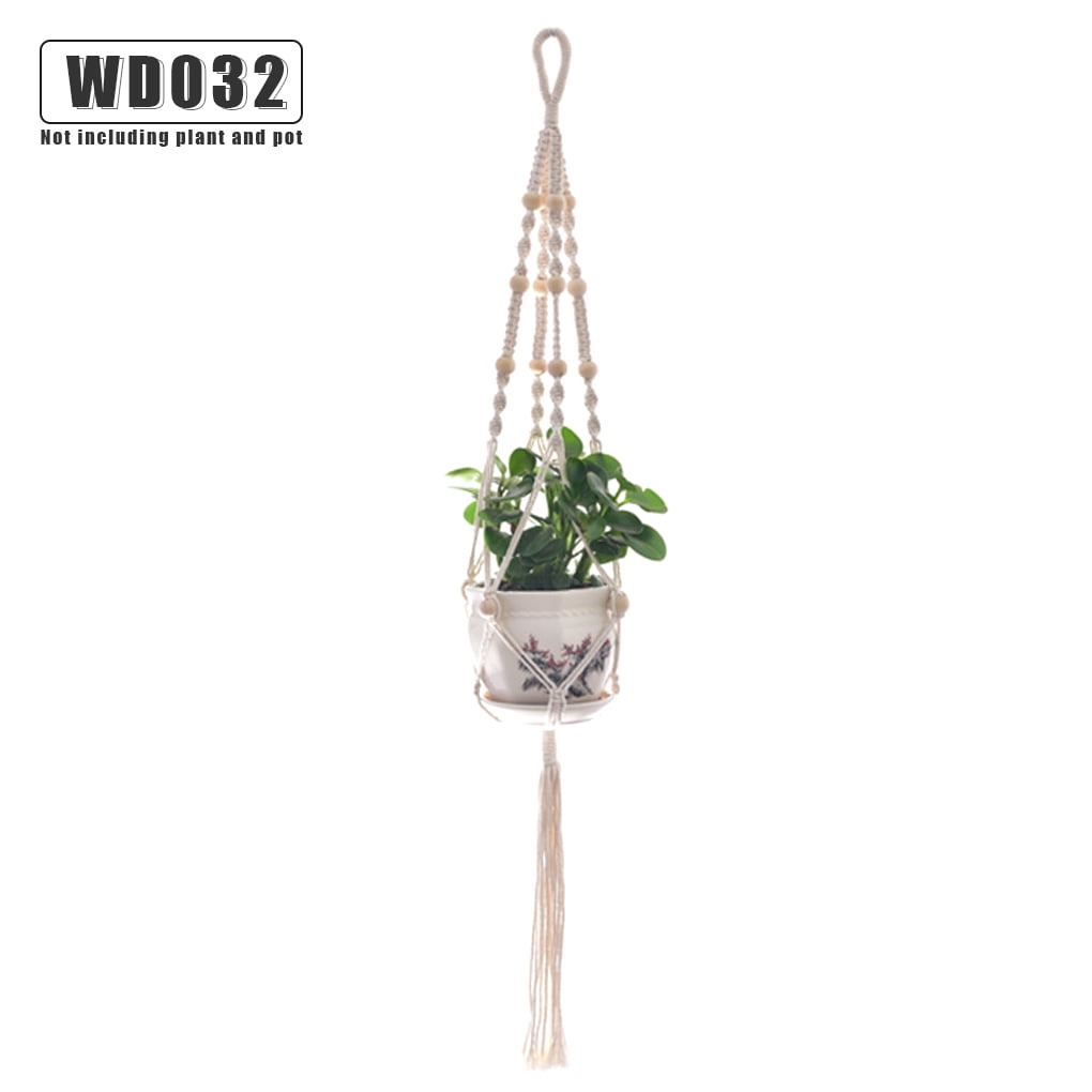 Macrame Plant Flower Hanger Vintage Cotton Rope Hanging Basket Pot Holder 1pc 