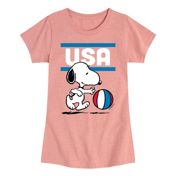 Peanuts - USA Basketball - Youth Girls Fitted Short Sleeve T-Shirt