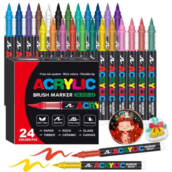 Marcadores de pintura acrílica Amamao Soft Brush Tip 24 colores