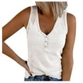 thumbnail image 1 of Blouses pour Femmes Débardeur Col en V Sans Manches Boutonné Décontracté, 1 of 6