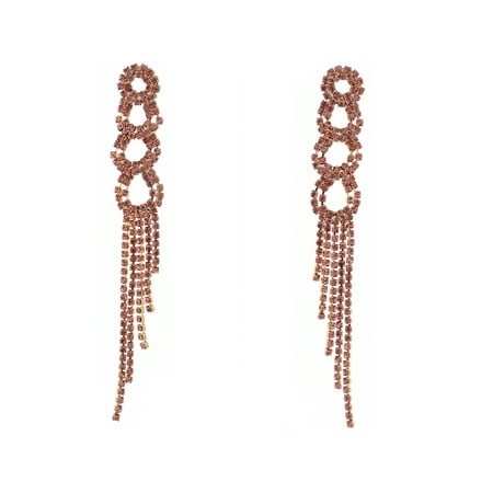 Wedding Earring Gold Light Pink Chandelier With Tassels Tear Drop Wedding Earring Gold Light Pink Chandelier With Tassels Tear Drop Earrings