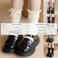 thumbnail image 5 of Girls Ribben Knit Ruffle Crew Socks Bow Decor Double Frilly Ankle Socks Soft Cotton Breathable Princess Long Sock, 5 of 5