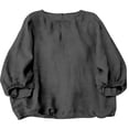 thumbnail image 4 of Endives Womens Long Sleeve Shirt Cotton Linen Shirt Womens Thin Breathable Blouse Summer Spring Clothing Black, 4 of 4