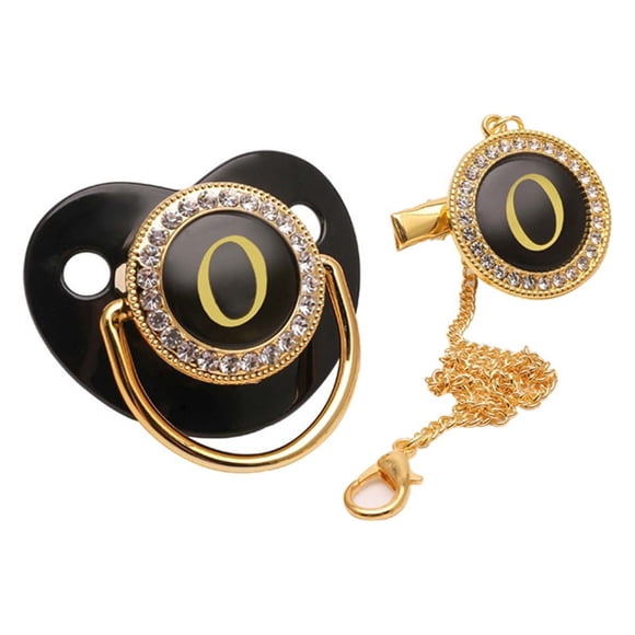 Fiudx Pinza para Chupete con Brillantes, Pinza para Pezón Personalizable con Inicial de Diamantes de Imitación, Chupete Brillante para Bebé, Ideal para Ocasiones Especiales, Bautizos, Bodas, Recién N