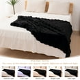thumbnail image 4 of VK·LIVING Thick Ribbed Faux Rabbit Fur Cozy Reversible Throw Blanket,Super Soft 3D Striped Fuzzy Cozy Blankets,Black,60"x 80", 4 of 7