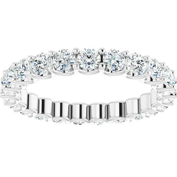 Pompeii 1 1/2Ct Natural Diamond Certified Eternity Ring Wedding 14k White Gold Size 4