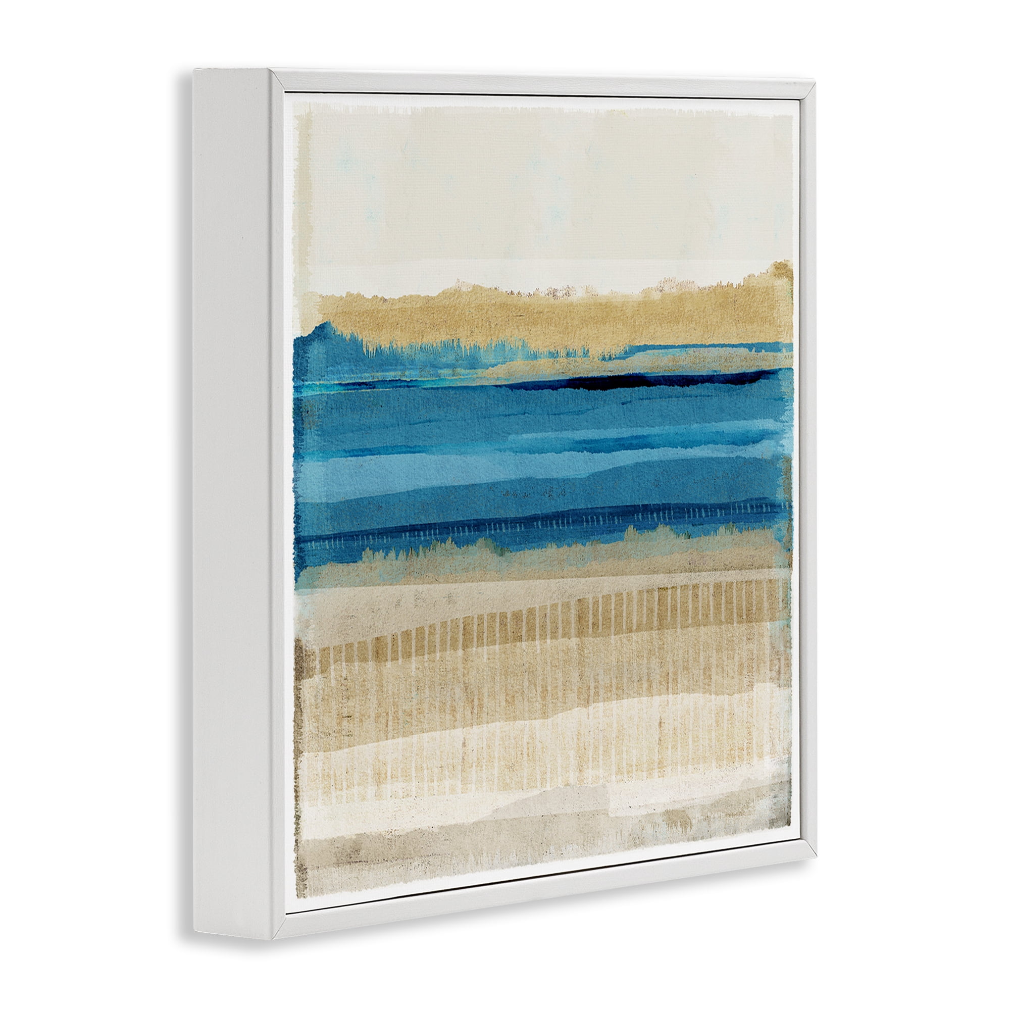 Stupell Industries Blue Daze Abstraction Abstract Painting White Framed Art Print Wall Art, 24 x 24