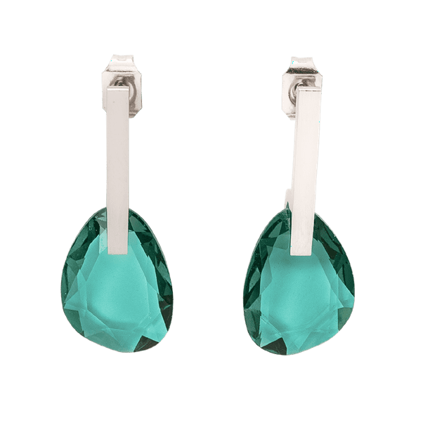 Aretes LuckyLy Mujer con Cristal Rosa Verde Esmeralda o Morado Amatista Acero Inoxidable Modelo Amber UNITALLA